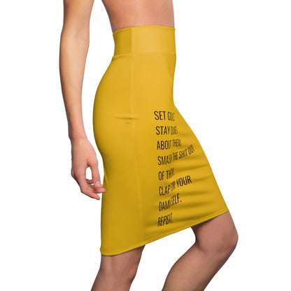 Yellow Women's Pencil Skirt (AOP)