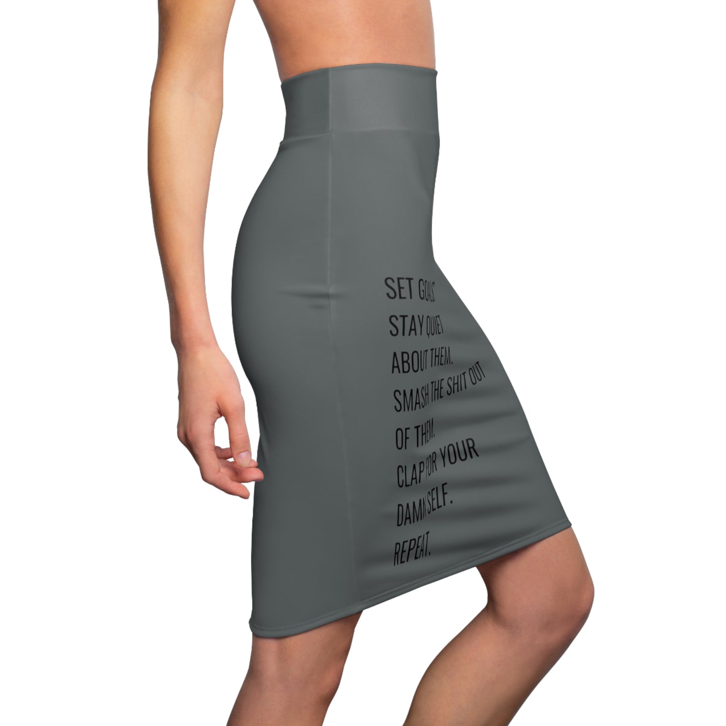 Dark Gray Women's Pencil Skirt (AOP)