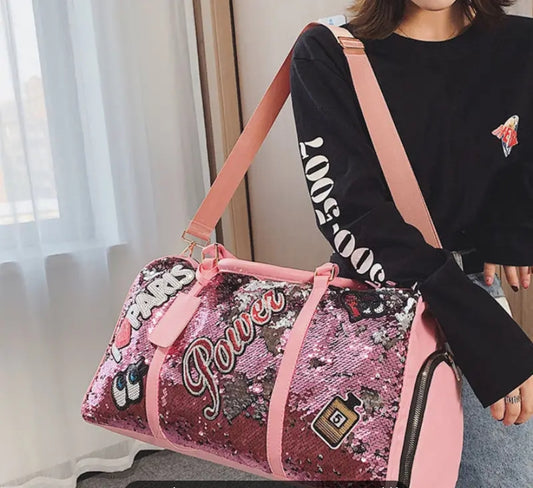 Pink Sequins Luxury Duffle Bag