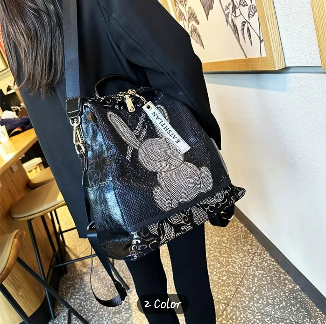 Sparkling Rhinestone Rabbit Backpack Purse