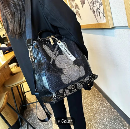 Sparkling Rhinestone Rabbit Backpack Purse